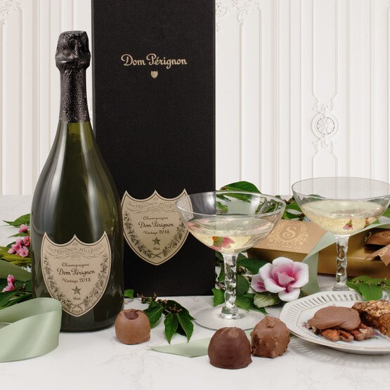 dom pérignon vintage white champagne and chocolate cakes